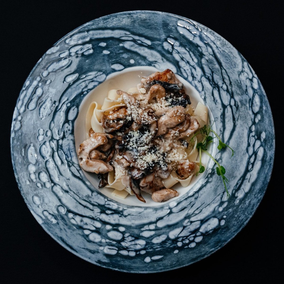Феттучини с курицей и шампиньонами